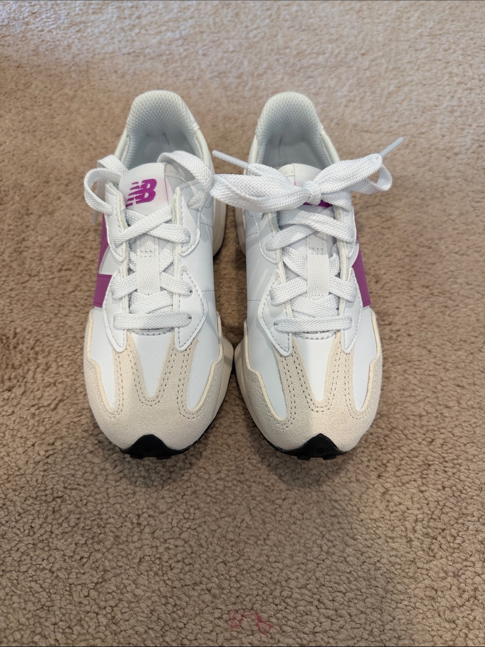 New Balance Kids White and Purple Sneakers - Picture 2 of 7
